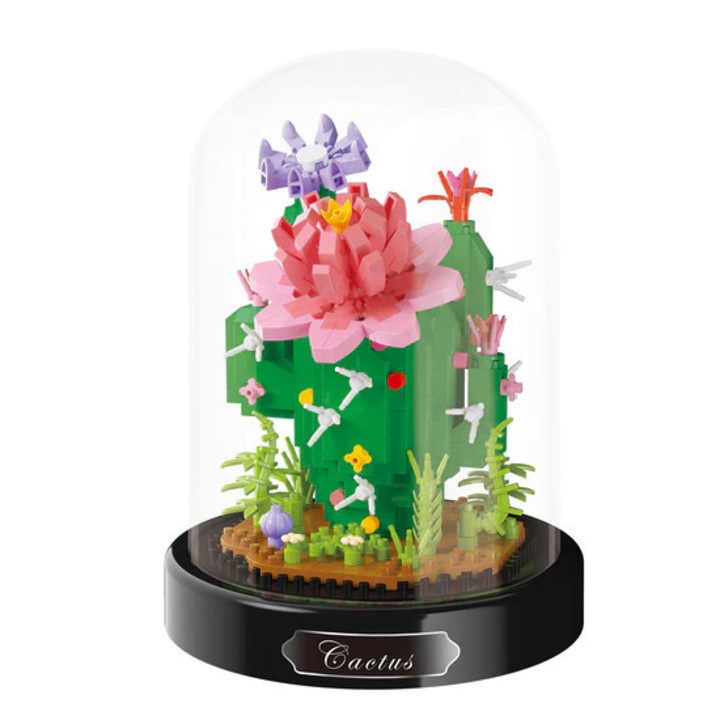 Balody Mini Blocks – Virágzó Kaktusz Üvegbúrában (615db-os készlet)