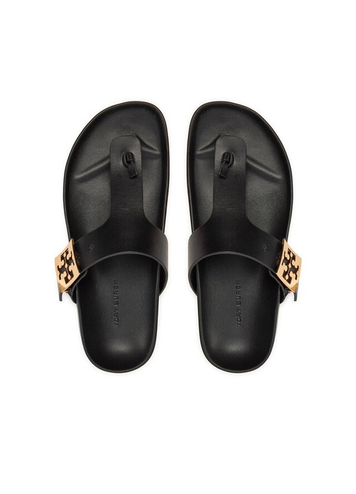 Slapi dama, Tory Burch, negru, din piele naturala
