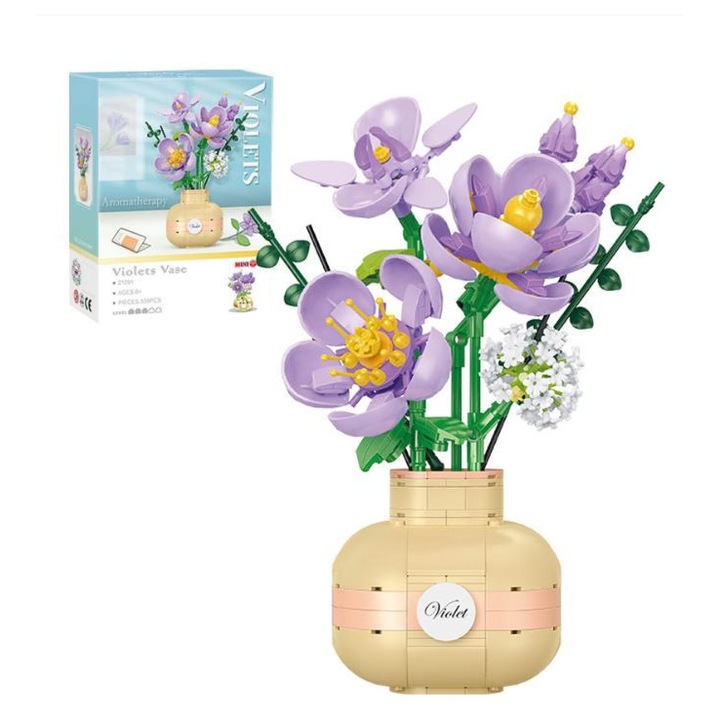 Balody Viola – Mini Blocks Virágváza Építőjáték (539 db) - Aromaterápiás Funkció
