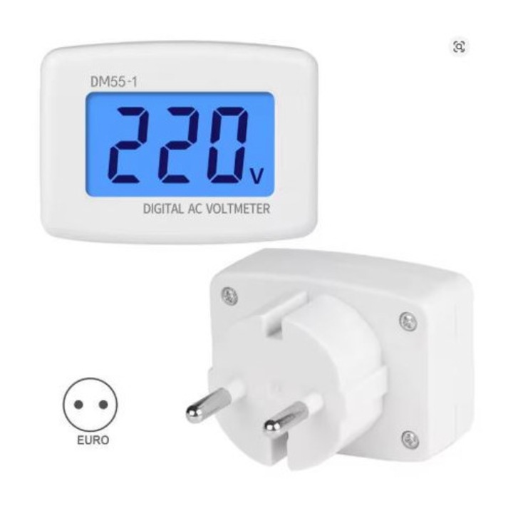AC 110V–220V Digitális Voltmérő – EU szabványos csatlakozóval, LCD kijelzővel VAN-012