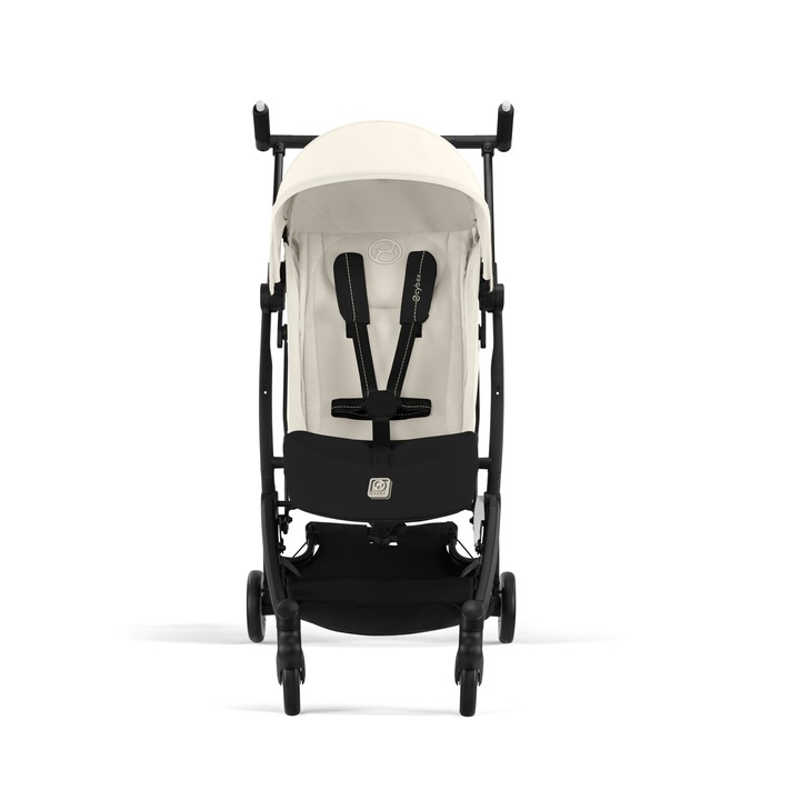 Carucior pentru bebelusi Cybex Gold Libelle BLK Canvas White PU1, bej deschis