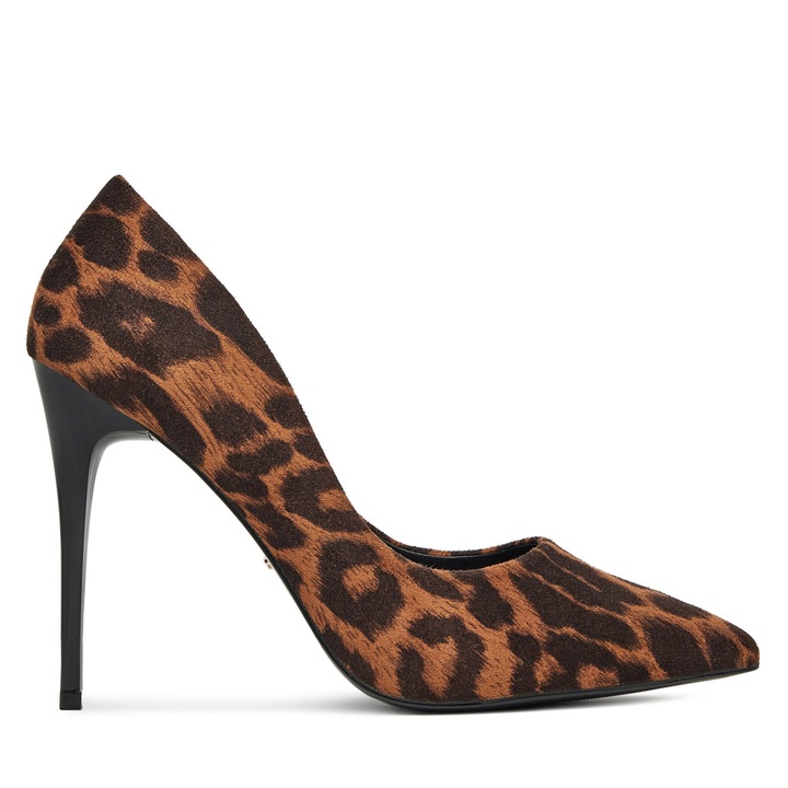 Női cipők, DeeZee, magassarkú, barna szín, szövet