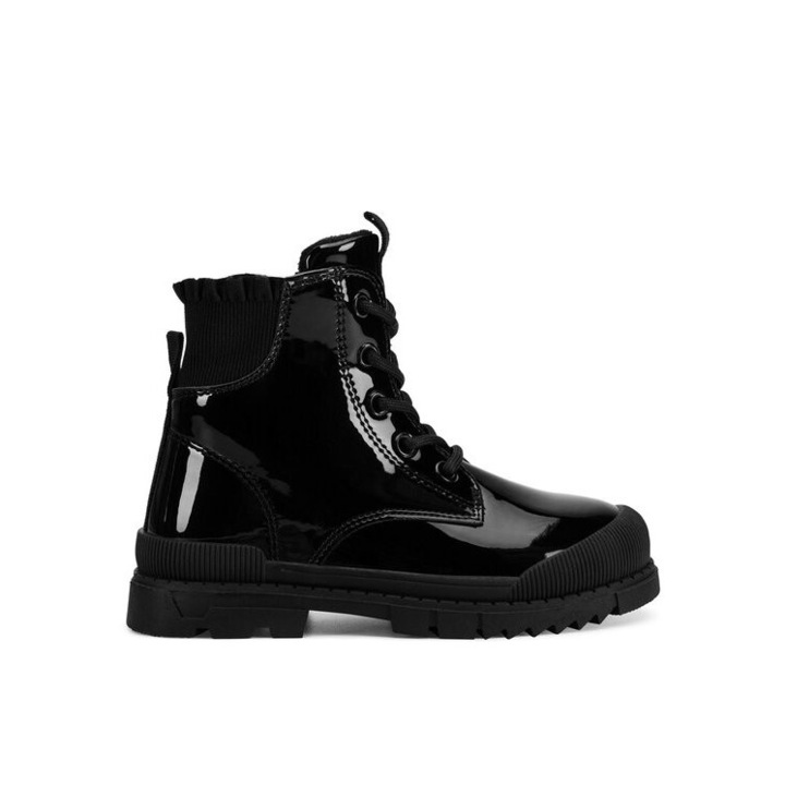 Ghete fete, Nelli Blu, sintetic, negru lucios, 25 EU