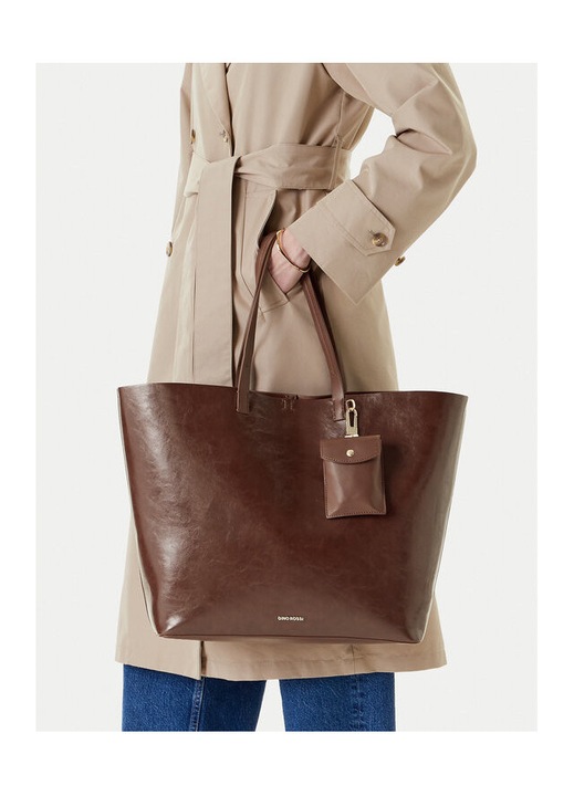 Geanta dama Gino Rossi, brown, material textil, model C-THARAL-DA8078