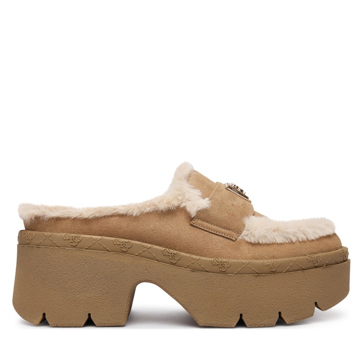 Дамска чанта Guess, естествена кожа, Крем, 40