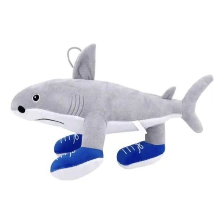 Jucarie de plus Tralalero Tralala Brain Rot – Rechin gri cu pantofi albastri, 35 cm