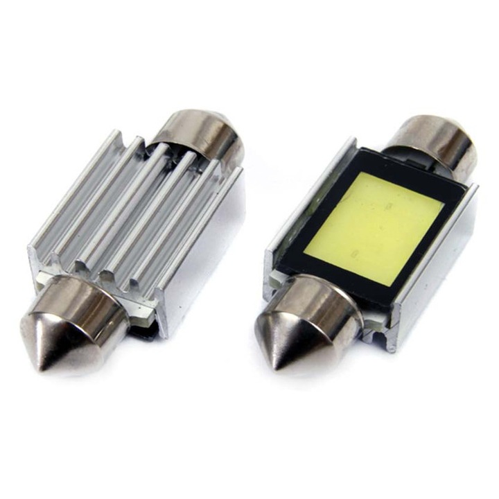 Set becuri auto cu LED CANBUS sofit compatibil C5W 3xCOB 39mm Alb 12V, destinat competitiilor auto sau off-road