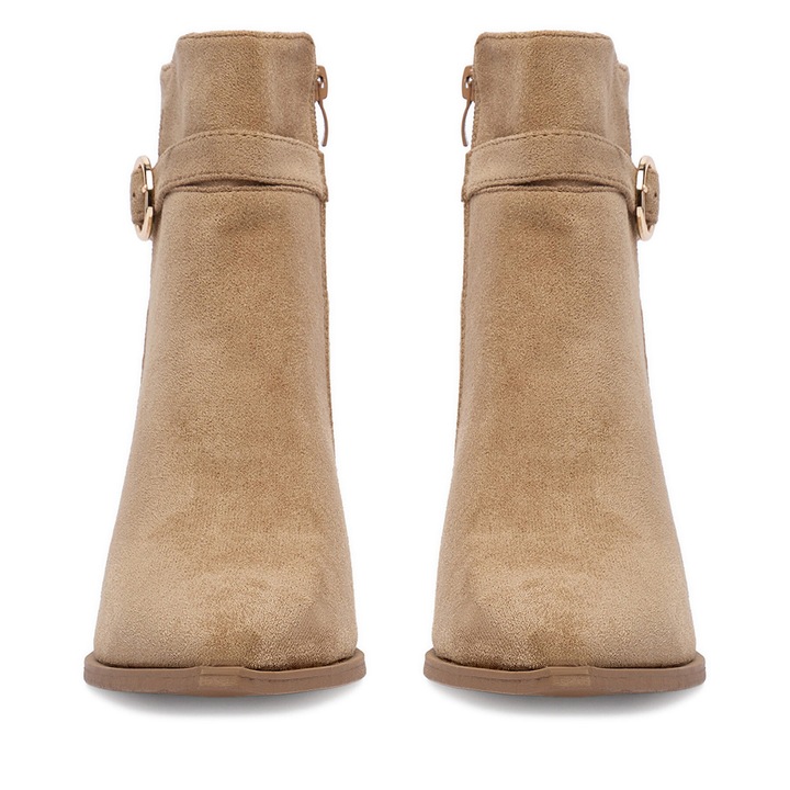 Botine dama 3030, DeeZee, Textil, Bej