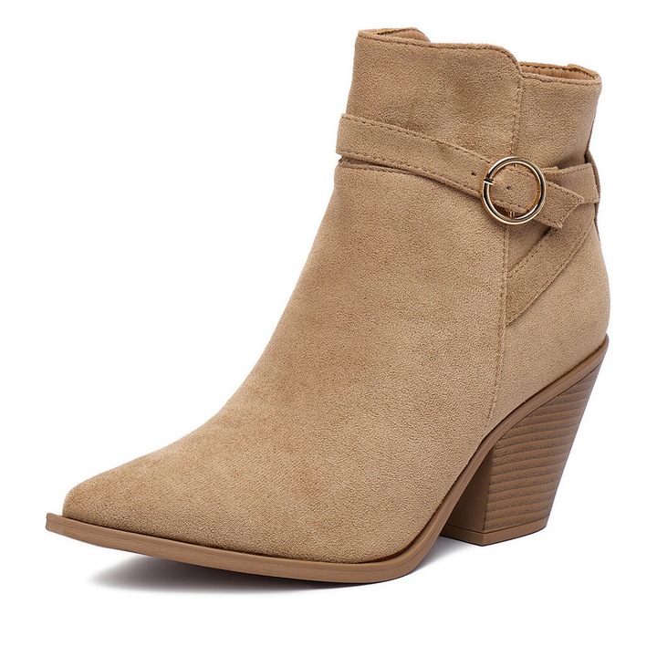 Botine dama 3030, DeeZee, Textil, Bej