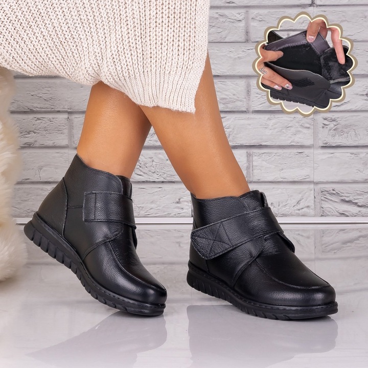 Ghete dama Imblanite Negre din Piele Naturala Beires, 36