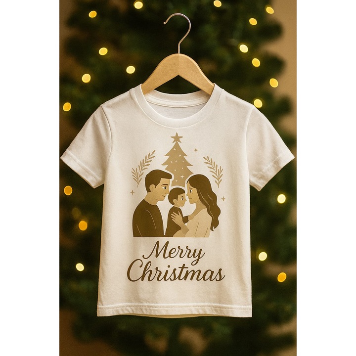 Tricou personalizat de Crăciun, alb, L INTL, 40 EU