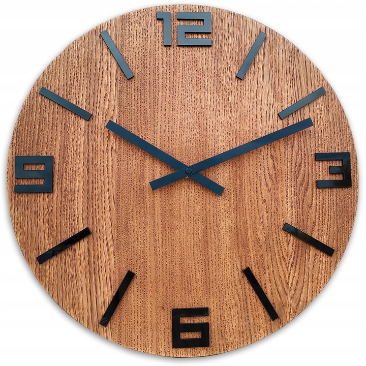 Ceas de Perete Modern din Lemn Natural, 40 cm, Cifre Arabe, Mecanism Silentios