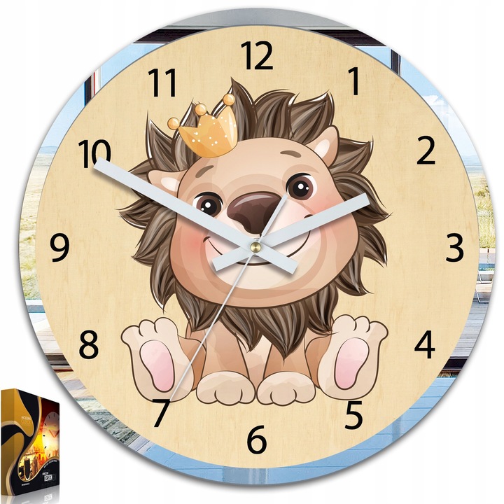Oroszlán Koronás Falióra Gyerekeknek - Csendes Mechanizmus