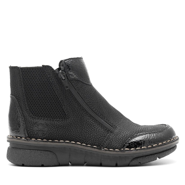 Botine dama Rieker 73355-00, negru, material sintetic