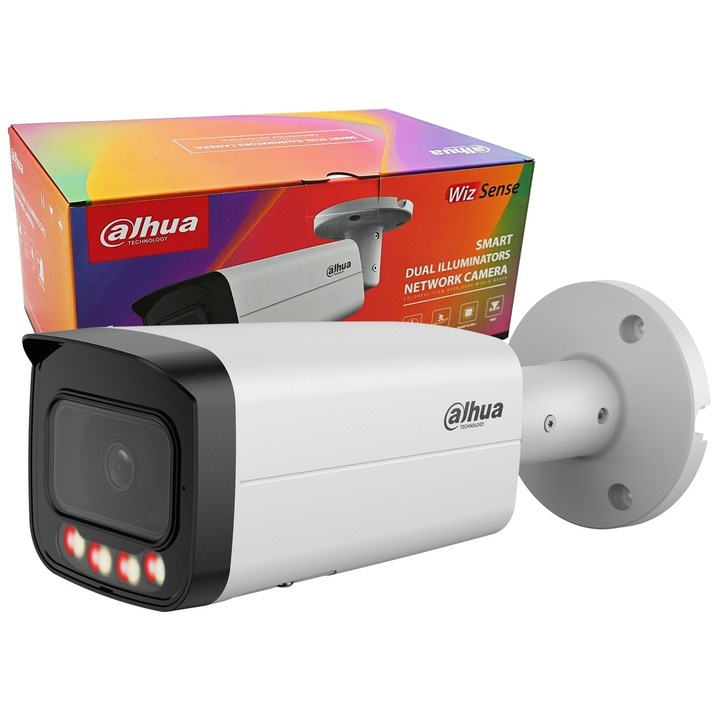 Cameră de supraveghere exterior Dahua, 12MP, Dual Light, microfon, IP67