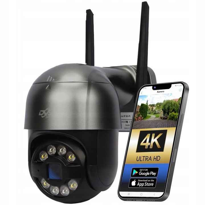 Външна камера за наблюдение DVS, PTZ, 8MPX UltraHD, ротация 355°x90°, устойчив корпус IP65, нощно виждане 20м