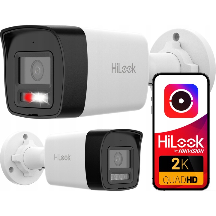 Външна камера за наблюдение HiLook 4MPx, Smart Hybrid Light, устойчива на атмосферни влияния IP67, вграден микрофон