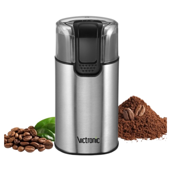 Електрическа мелничка за кафе и подправки, Victronic, 150 W, Ножове от неръждаема стомана