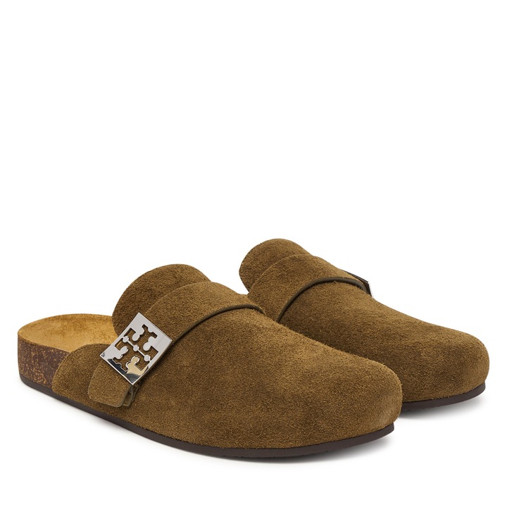 Saboti dama Tory Burch Mellow Mule, piele naturala, Wild Olive/Silver