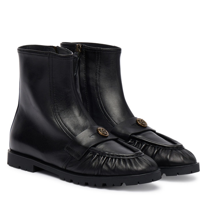 Botine dama Pinko, negre, piele naturala