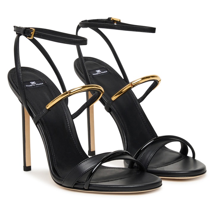 Noi szandal, Elisabetta Franchi, termeszetes bor, Aranyszín/Fekete