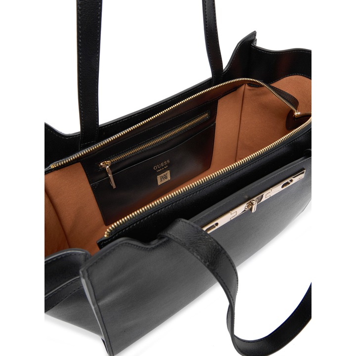 Női táska Guess BLA HWAMGP, természetes bőr, fekete szín