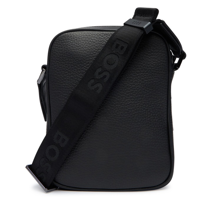 Boss férfi táska, Black 001 modell, természetes bőr, fekete színű