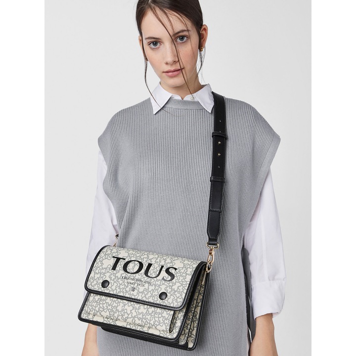 Női táska Tous Bandolera M. Audree, bézs/fekete, ökológiai bőrből