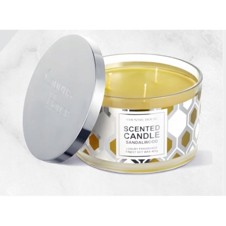 Lumanare parfumata din ceara de soia, Country House, Santal, 480g, 70 ore ardere