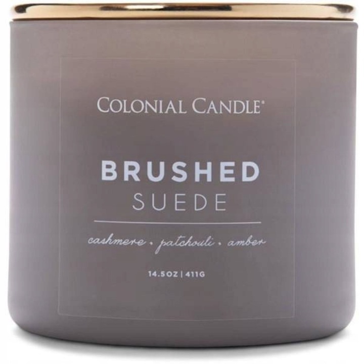 Lumanare parfumata Colonial Candle Brushed Suede, 411g, 3 fitile, ceara de soia, multicolor