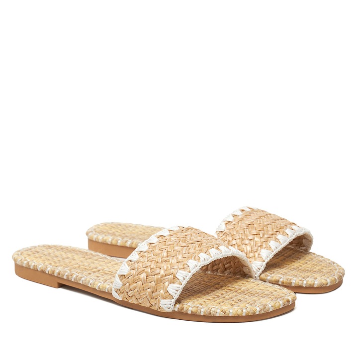 Papuci dama DeeZee White Rat, alb