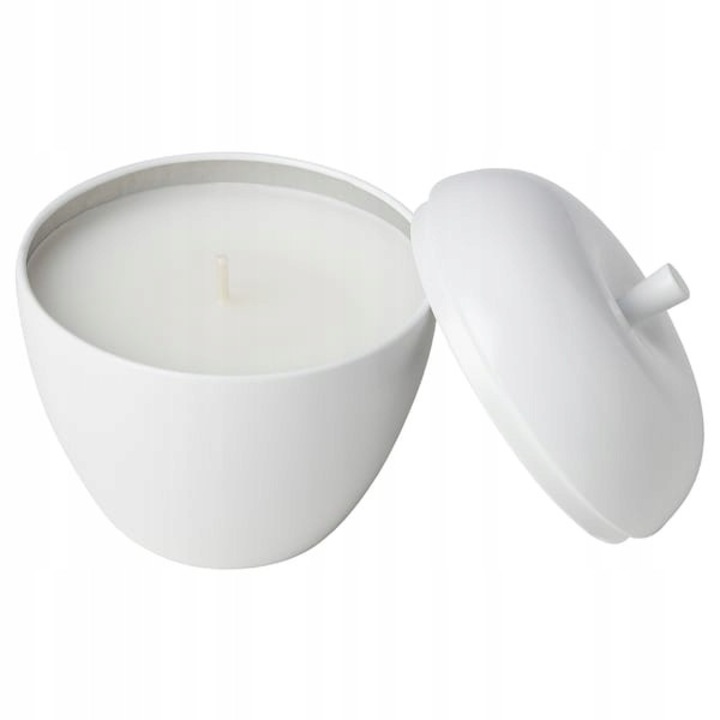 IKEA ANSPRAKSLOS illatgyertya, fehér, 9x8cm, újrahasználható fém tartó, égési idő 24 óra