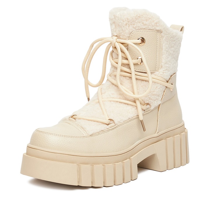 Botine dama HX22097-1, DeeZee, Piele naturala, Bej