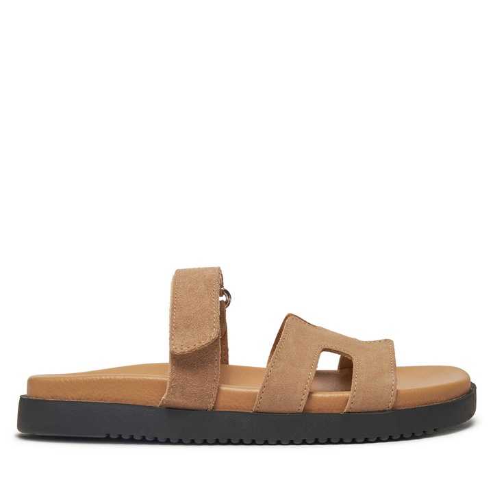 Papuci dama, DeeZee, bej, piele naturala, 37 EU