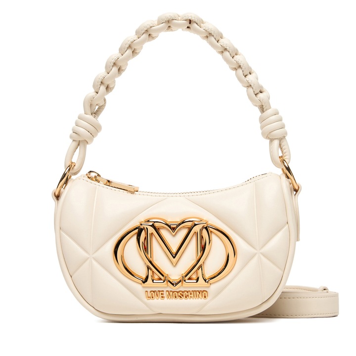 Дамска чанта Love Moschino Embossed Avorio, екологична кожа