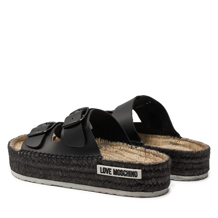 Női Love Moschino mokaszin, espadrilles, fekete színű, természetes anyag, 37 EU