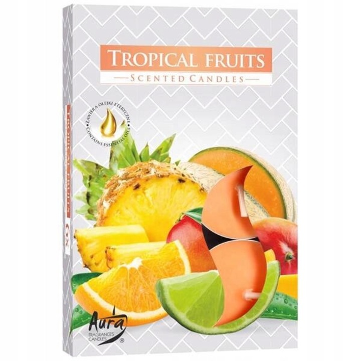 Set 6 lumanari parfumate tealight, Aura, fructe tropicale, 3, 9x1, 62cm
