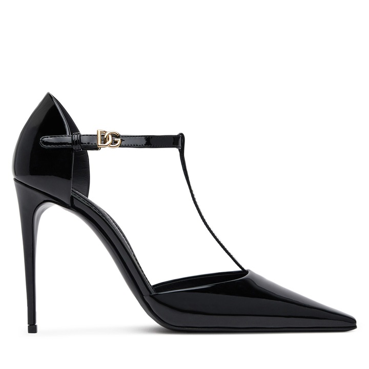 Pantofi stiletto Dolce Gabbana, piele naturala, toc inalt, negru, 41 EU