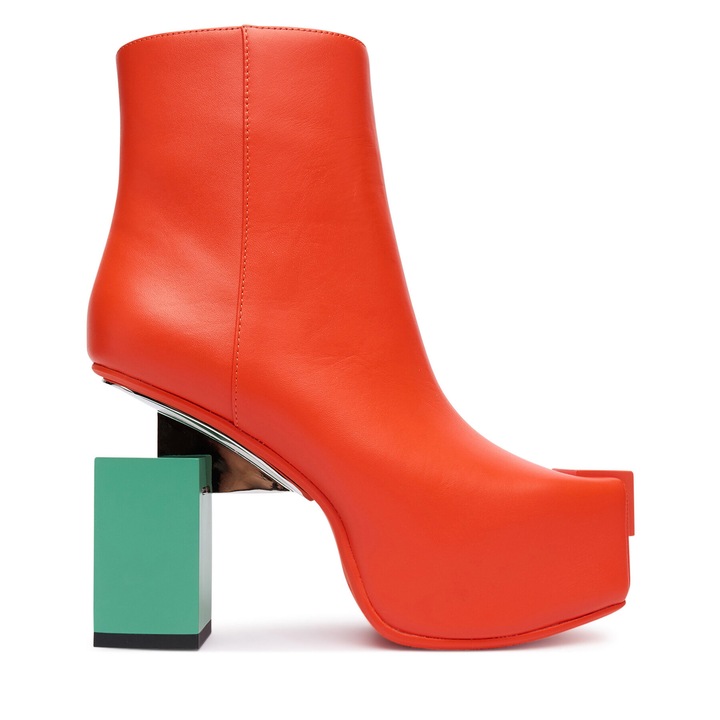 Botine dama, United Nude, Piele naturala, Portocaliu 109438