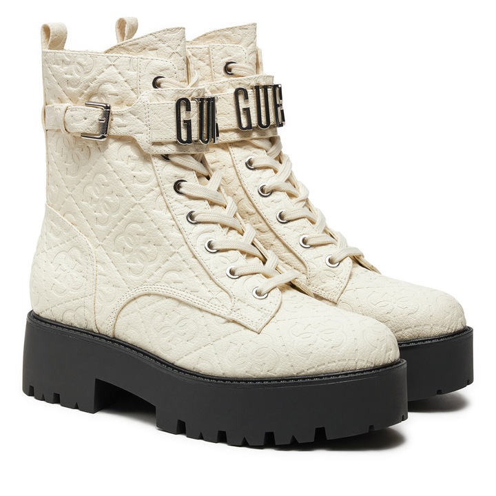 Ghete dama FAL10, GUESS, Piele ecologica, Alb, 41 EU