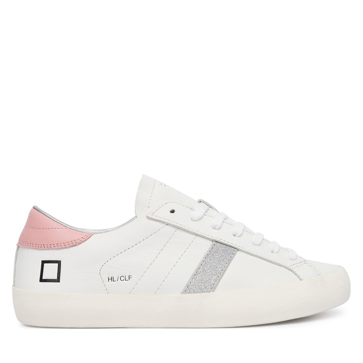 Tenisi dama, D.A.T.E, piele naturala, alb/roz, 35 EU