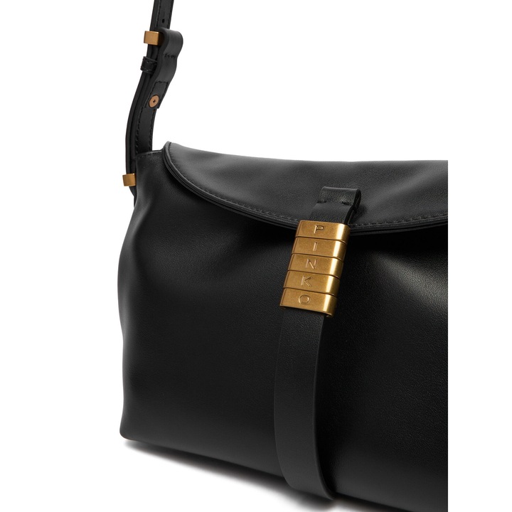 Pinko Saddle Baguette Mini női táska, természetes bőr, fekete