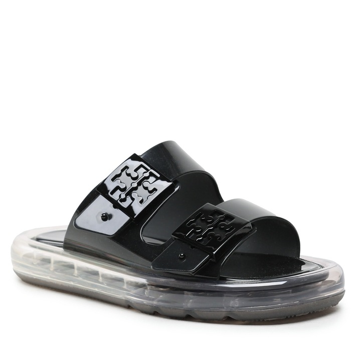 Slapi dama Tory Burch, negru, model Buckle Bubble Jelly
