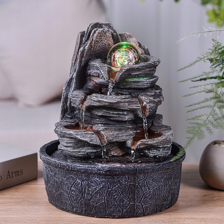 Декоративен LED фонтан, модел Zen'Light Luberon, с LED осветление, воден ефект, 30x45см, многоцветен