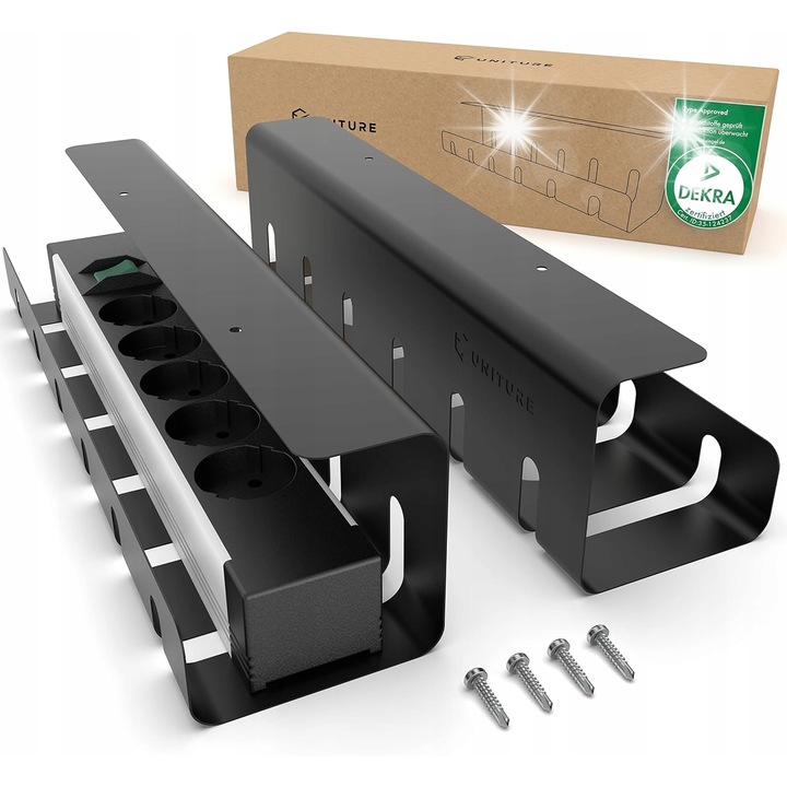 Органайзер за кабели UNITURE, 40x10x10см, черен или бял, монтаж под бюро, пълен комплект