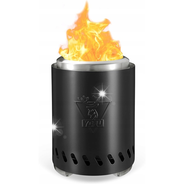 Hordozható asztali tűzrakóhely hármas égéstechnológiával, rozsdamentes acél, tartozékokkal, kempingezéshez, teraszra