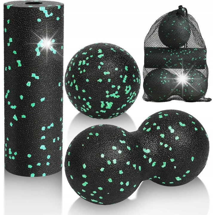 Set de mingi de masaj, compact, ergonomic, negru