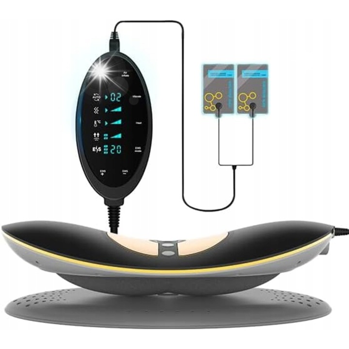 Електрически масажор за гръб, с тракция, вибрации, топлина, 45-55C, 3 нива, 20 нива EMS, захранване от мрежата