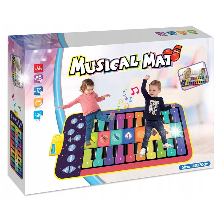 Covor muzical de dans XXL, 140x70cm, 8 instrumente, interactiv