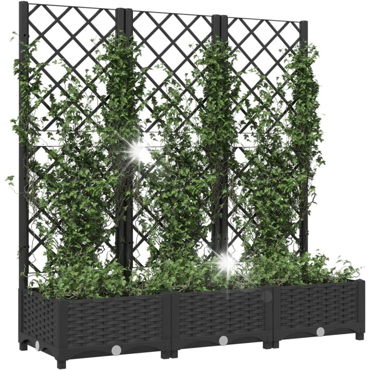 Ghiveci de flori cu suport, 120x40x121,5cm, negru, din PP